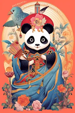 AI数字艺术京剧国潮熊猫插画-众图网
