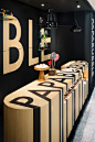 Papabubble Candy Shop in Tokyo by Torafu Architects - i like the desk wording barcode thing: 