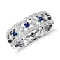 Gala Sapphire and Diamond Eternity Ring in 18k White Gold  | Blue Nile : Delicate in design, this eye-catching 18k white gold eternity ring features alternating rich blue sapphires set between a brilliant pavé diamond channels.