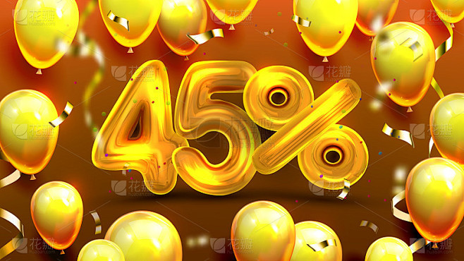 45%或45%的营销提供向量