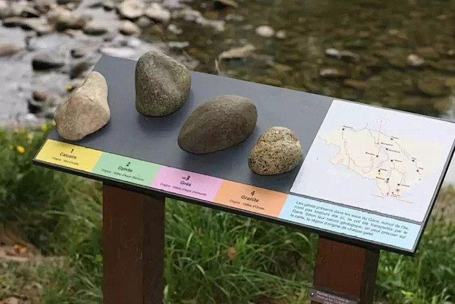 乡村河道旁边可以标出河岸主要的石头类型