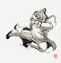 墨絵　天地無双　無影脚 : 墨絵　天地無双　無影脚,現代根付,Contenporary Netsuke,狛,Koma