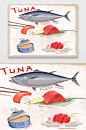 手绘沙丁鱼罐头插画