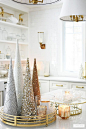 Nov 30, 2019 - Elevate your holiday style with elegant Christmas kitchen decorating! Beautiful decor using gold, silver + white is sophisticated and oh so chic!