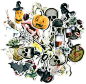 Navy Peony Scary Skull Halloween Stickers and Decals | Trendy Waterproof Stickers for Hydro Flasks, Laptops and Phone | Horror Sticker Pack for Scrapbook, Planners and Bullet Journals