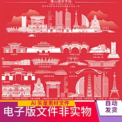 佛山中国佛山元素剪影佛山印象佛山地标佛山地标建筑城市剪影素材