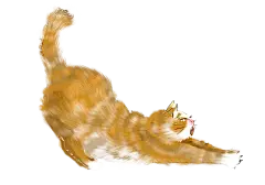 原创猫咪橘猫可爱伸懒腰黄白相间插画元素图片下载