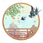 中国风动物贴纸-燕子
