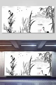 扁平风中国风背景素材