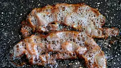 烧烤培根的特写