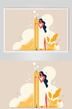 AI数字艺术夏季高温中暑人物温度计插画