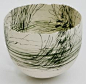 Cheryl Malone Earth Imprinted III, 2005, Coiled porcelain vessels with brush drawing and integrated oxides, 20 x 17 cm