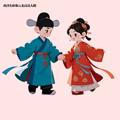 古风插画情侣免抠元素(点击左下角下载源文件)