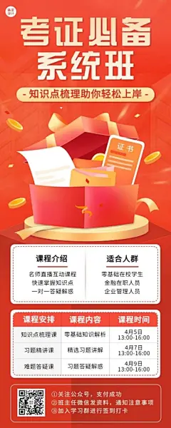 资格考证课程宣传介绍长图海报