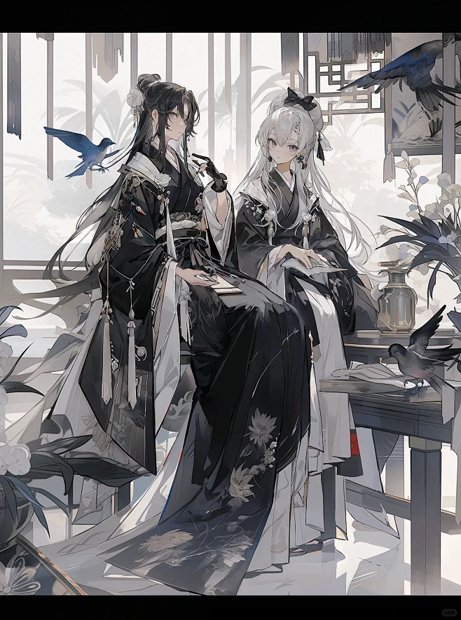 国风双人立绘 | 插画分享-花瓣网