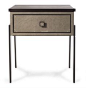 New bedside table covered in Smoke Faux Shagreen leather with elegant Antique Brass legs, one drawer and wenge detailing. Available in over 100 leather finishes and with either Antique Brass or Antique Bronze legs.