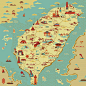 台湾旅游手绘地图手帕 原创宝岛文化插画 环岛自由行 小方巾 绒布-淘宝网