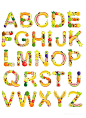 蔬菜水果拼英文字母26个字母矢量素材