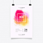 Modern Poster Template with Watercolor Splash Free Vector