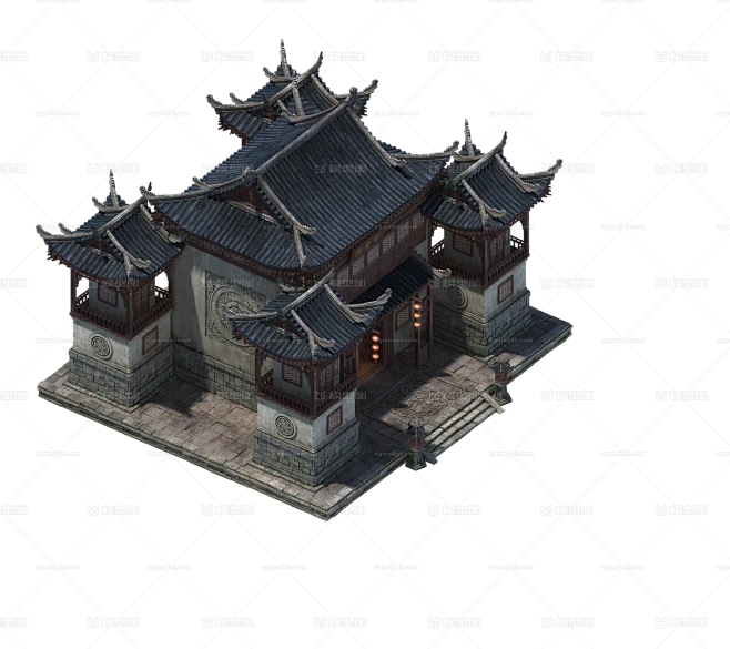 影视模型，古代建筑，复古建筑，仙侠场景，写实建筑，写实古代场景，UE4场景，古代房屋，唐代古建筑，白-花瓣网