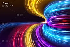 快速速度线曲线的赛车背景。抽象现代运动布局或动感、几何竞赛色彩斑斓的海报。夜间轨道转弯或直线摆动比赛