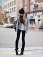 Jeffrey Campbell Boots, American Apparel Hat, Urban Outfitters Scarf, Lna Tee, American Apparel Denim Button Up, Urban Outfitters Backpack, J Brand Denim