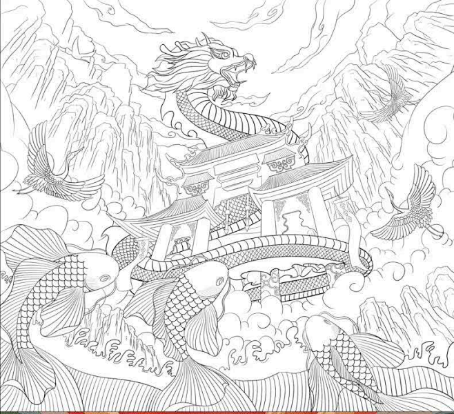 鱼跃龙门插画设计，春天插画设计-古田路9...