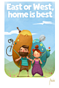 East or West, home is best! : traveling illustration 
