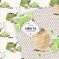 绿茶水彩数码纸图案设计素材 Green Tea digital paper pack - 设汇
