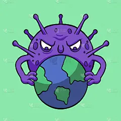 大病毒怪物持有地球地球矢量插图的冠状病毒疾病COVID-19全球流行概念设计。