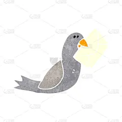 复古卡通信鸽