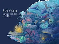 海洋系列环保主题插画设计-古田路9号-品牌创意/版权保护平台