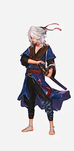 拔刀的银发男孩动漫人物_新图网 https://ixintu.com 银发 男孩 人物