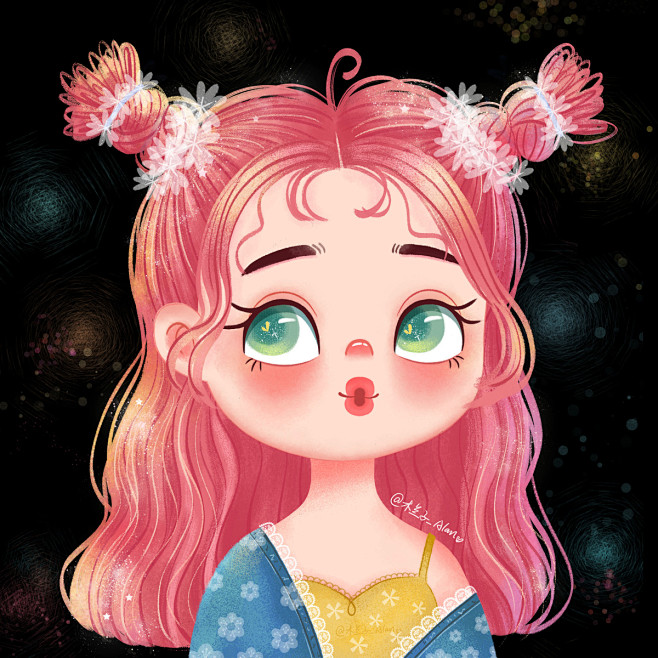 萌系女孩头像原创木兰子alan插画师作品涂鸦王国gracgcom