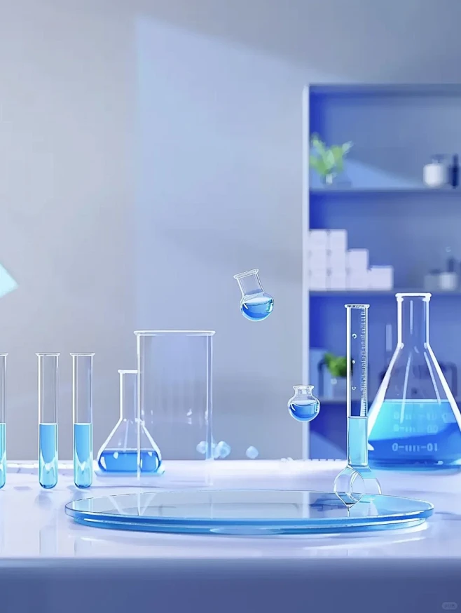 https://s.mj.run/xg6fTKvK89Y A blue minimalist lab scene with a ...
