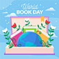Flat world book day illustration Free Vector