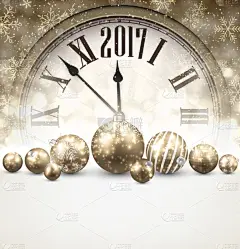 新年前夕,钟,2017年,背景,白色,图像,庆祝,装饰