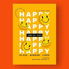 有趣的微笑表情包符号节日活动酸性海报单页版式排版平面设计模板矢量图设计素材