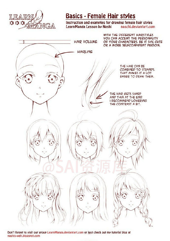 #SAI资源库# 动漫人物发型和脸型绘画...