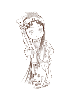 《苏三起解》苏三(含线稿)-三毛村滴小熊不二_京剧,q版_涂鸦王国插画