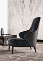 Bergere high-back fabric armchair Leslie Collection by Minotti | design Rodolfo Dordoni: 