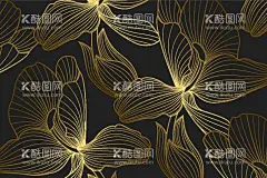 线描植物背景  - 源文件下载【酷图网】线描植物背景,线描金色植物,植物,花朵,叶子,花卉背景,手绘烫金,银杏叶子插画,底纹,ai矢量,设计素材