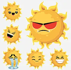 卡通太阳表情包高清素材 卡通哭脸 太阳 插画 表情 免抠png 设计图片 免费下载