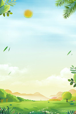 绿色卡通夏令营背景素材