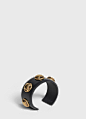 Clous Celine large bangle in calfskin and brass with gold finish | CELINE