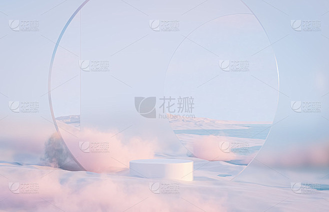 摘要冬季圣诞景观场景背景与产品展台。