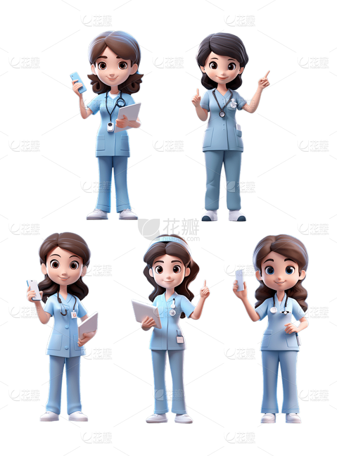2309SC-素材组合-3D护士系列人物...