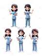 2309SC-素材组合-3D护士系列人物贴纸