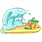 沙滩浪花自然元素贴纸