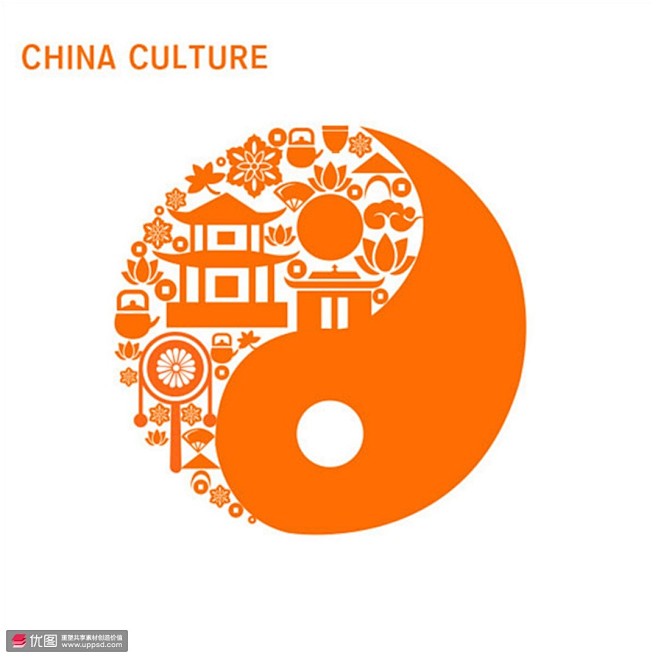 太极文化中国风阴阳鱼剪纸中国传统图形素材...